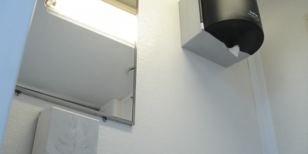 Pictures - Shower Trailer - Inside View of dispenser & mirror